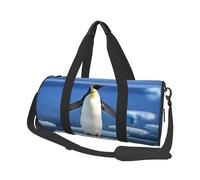 Cute Penguin Print Round Duffel Bag, Canvas Overnight Travel Tote Bag, Waterproof and Tear-Resistant.Foldable Weekend Travel Bag