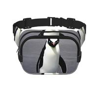 Cute Penguin Print Square Double Layer bag Waist Bag Trendy Pack Travel Bag with Adjustable Bel, Black, One Size