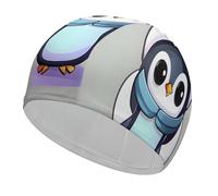 Cute Penguin Print Swim Cap for Women Men Swimming Hat Bath Waterproof Pool Caps for Long Thick Curly Hair