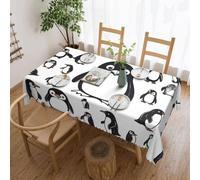 Cute Penguin print Tablecloth, Square lace farmhouse tablecloth, for indoor and outdoor dining