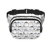Cute Penguin Print Unisex Square Double Layer Waist Bag Crossbody Fanny Pack Travel Workout Accessory, Black, One Size, Black, One Size