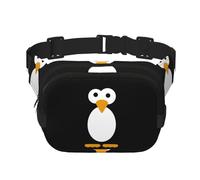 Cute Penguin Print Unisex Square Double Layer Waist Bag Trendy Crossbody Fanny Pack Travel Workouts, Black, One Size