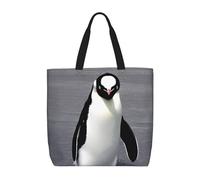 Cute Penguin Print Water-Resistant Tote Reusable Grocery Bag Lightweight Travel Beach Versatile Use