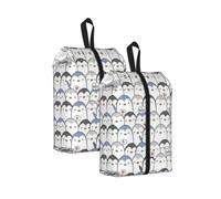 Cute Penguin Print Waterproof Shoe Bag Travel Bag with Carry Strap Storage Bag Versatile Cosmetic Bag-2pcs