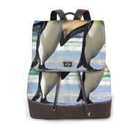 Cute Penguin Print Women Fashion Backpack Ladies Pu Leather Backpacks Handbag Waterproof Rucksack Travel Backpack with Flap