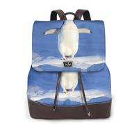 Cute Penguin Print Women Fashion Backpack Ladies Pu Leather Backpacks Handbag Waterproof Rucksack Travel Backpack with Flap