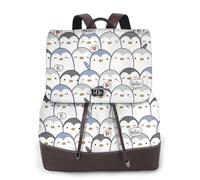 Cute Penguin Print Women Fashion Backpack Ladies Pu Leather Backpacks Handbag Waterproof Rucksack Travel Backpack with Flap