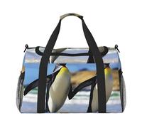 Cute Penguin Print Womens Sports Bags Travel Bag - Gym Tote Bag with Compartment,Duffel Bags for Men,Ladies Holdall,Carry On Weekend Travel Handbags for Women