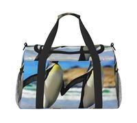 Cute Penguin Print Womens Sports Bags Travel Bag - Gym Tote Bag with Compartment,Duffel Bags for Men,Ladies Holdall,Carry On Weekend Travel Handbags for Women