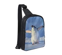 Cute Penguin Printed Chest Bag Sling Bag for Men Women, Waterproof Crossbody Backpack Men Bag for Runner Workout Hiking Cycling Travel