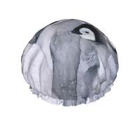 Cute Penguin Printed Double-Layer Shower Cap, Reusable Shower Cap, Suitable For Various Hair Lengths