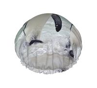Cute Penguin Printed Double-Layer Shower Cap, Reusable Shower Cap, Suitable For Various Hair Lengths