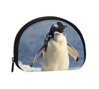 Cute Penguin Printed Mini Coin Pouch, Shell Shape Zip Around Wallet, Small Zipper Pouch for Cash, Cards, Keys, Lipstick, Storage Pouch, Travel Organizer