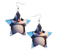 Cute Penguin Prints Leather star earrings Pendant Stylish and beautiful Lightweight Dangle for Women Girls