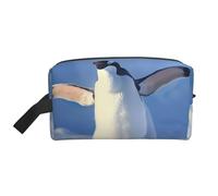 Cute Penguin Prints Makeup Bags for Women Girls Large Capacity Zipper Cosmetic Bag Travel Toiletry Bag Organizer with Handle