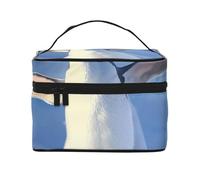 Cute Penguin Prints Travel Makeup Bag Flip Portable Toiletry Bag with Handle for Women's Travel and Daily Use
