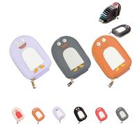 Cute Penguin Pu Credit Card Coin Wallet,Creative Cartoon Penguin Accordion Card Wallet,Card Storage Multi-Slot Portable Available (Purple+Gray+Yellow)