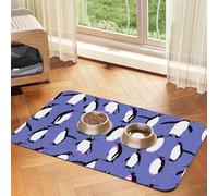 Cute Penguin Purple,Waterproof Pet Feeding Mat,PU Leather Placemats for Cat Dog Water Bowl,Food Mats,40x60cm