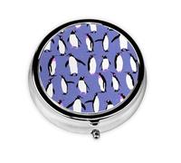 Cute Penguin PurpleMeta Pill Box 3 Compartment Medicine Case,Portable Organizer