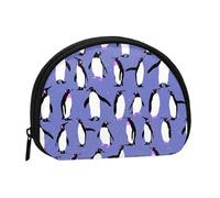 Cute Penguin PurpleSmall Makeup Sanitary Napkin Storage Bag,Women's Cosmetic Coin Purse
