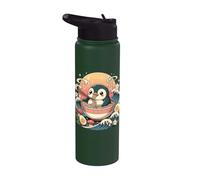 Cute Penguin Ramen Bowl Kawaii Noodles Sunset Stainless Steel Insulated Water Bottle