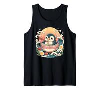 Cute Penguin Ramen Bowl Kawaii Noodles Sunset Tank Top