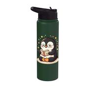 Cute Penguin Reading Book Lover Art Stainless Steel Insulated Water Bottle