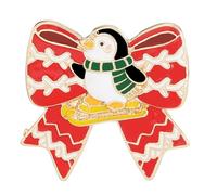 Cute Penguin Red Bow Christmas Brooch Badge Pin for Women Men Creative Cartoon Animal Enamel Lapel Pins Holiday Stocking Stuffers Gifts Xmas Party Decorations Clothes Backpack Jacket Bags Hats Jewelry