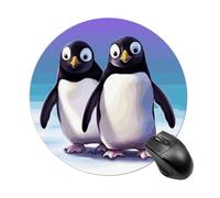 Cute Penguin Round Mouse Pad Smooth Glide Gaming Mousepad Extra Density Portable Comfortable Mouse Mat for Desk, Home, Office 7.8x7.8 Inches