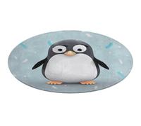 Cute Penguin Round Rug Soft Absorbent Bath Mat Entryway Anti Slip Rugs Farmhouse Front Back Door Mat 80 * 80cm for Bedroom Living Room Home Decorative