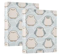 Cute Penguin Sage Green 1 and A Half Inch Binder 3 Ringing with Pockets 1/2 Pack Office Binder Supplies 200 Sheets