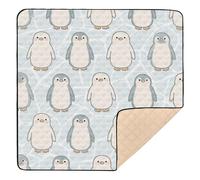 Cute Penguin Sage Green Soft Foam Baby Playmat for Indoor Outdoor Non-Toxic Infant Play Activity Mat for Baby Toddler Infant, 50'' x 50''