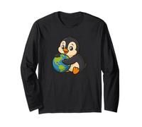 Cute Penguin Saving the Earth Design Long Sleeve T-Shirt