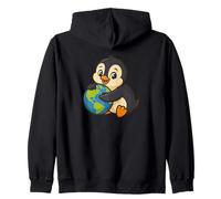 Cute Penguin Saving the Earth Design Zip Hoodie