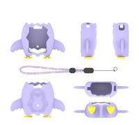 Cute-Penguin shaped protective case for Tamagotchi Paradise ，Silicone Soft Shell Cover，Waterproof Sweatproof Washable Shockproof Anti-Drop 360° Full Protection (Purple)