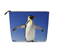 Cute Penguin Single Layer Linen Like Makeup Bag, Lightweight and Cute, Easy to Use