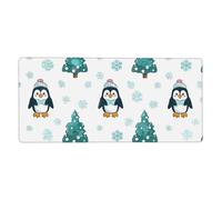 Cute Penguin Snow Mouse Mat Christmas Tree Gaming Mouse Pad with Stitched Edges Non-Slip Large Desk Mat for PC Laptop Office Home Gamer 900x400x3mm Keyboard Mousepad