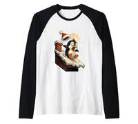Cute Penguin Snowy Christmas Holiday Xmas Animal Raglan Baseball Tee