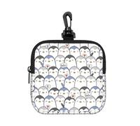 Cute Penguin Square Zipper Pouch with All-Over Print,Waterproof Rubber-Fabric, Lightweight Durable Small Organizer Bag for Coins, Cards, Keys