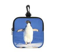 Cute Penguin Square Zipper Pouch with All-Over Print,Waterproof Rubber-Fabric, Lightweight Durable Small Organizer Bag for Coins, Cards, Keys