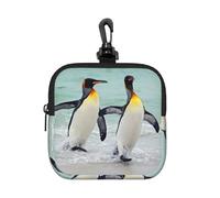Cute Penguin Square Zipper Pouch with All-Over Print,Waterproof Small Organizer Bag, Lightweight Durable for Coins,Cards, Keys for Travel Daily Use