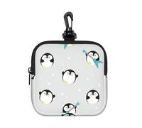 Cute Penguin Square Zipper Pouch with All-Over Print,Waterproof Small Organizer Bag, Lightweight Durable for Coins,Cards, Keys for Travel Daily Use