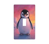 Cute Penguin Standing On Ice Light Switch Cover Decorative Single Toggle 1 Gang Wall Plate for Kitchen Farmhouse Bedroom Bathroom Art Decor