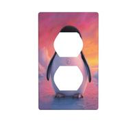 Cute Penguin Standing On Ice Outlet Cover Light Switch Cover Decorative 1 Gang Wall Plate for Kitchen Room Bathroom Size 7x11.4cm