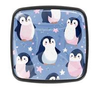 Cute Penguin Stepped Cabinet Knobs for Cupboard Kitchen Door, Black Bedroom Dresser Drawer Knobs, Pull Handle Hardware Kitchen Door Knobs for Cabinets, Set of 4