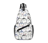 Cute Penguin Unisex Chest Sling Bag With Multi-Pocket Design,Large Capacity Crossbody Bag Durable Polyester Adjustable Strap For Daily Commute Travel