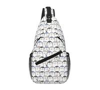Cute Penguin Unisex Chest Sling Bag With Multi-Pocket Design,Large Capacity Crossbody Bag Durable Polyester Adjustable Strap For Daily Commute Travel
