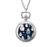 Cute Penguin Vintage Pocket Watch Alloy Pendant Watches Necklace Gift for Men Women Silver-Style