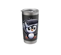 Cute Penguin VR Gamer Comic Style Stainless Steel Insulated Tumbler