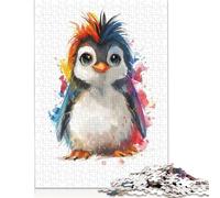 Cute Penguin Watercolor Puzzle 500 Pieces Jigsaws Wooden Puzzles for Adults & Teenager Jigsaw Puzzles for Adults Teenagers 500pcs (52x38cm)